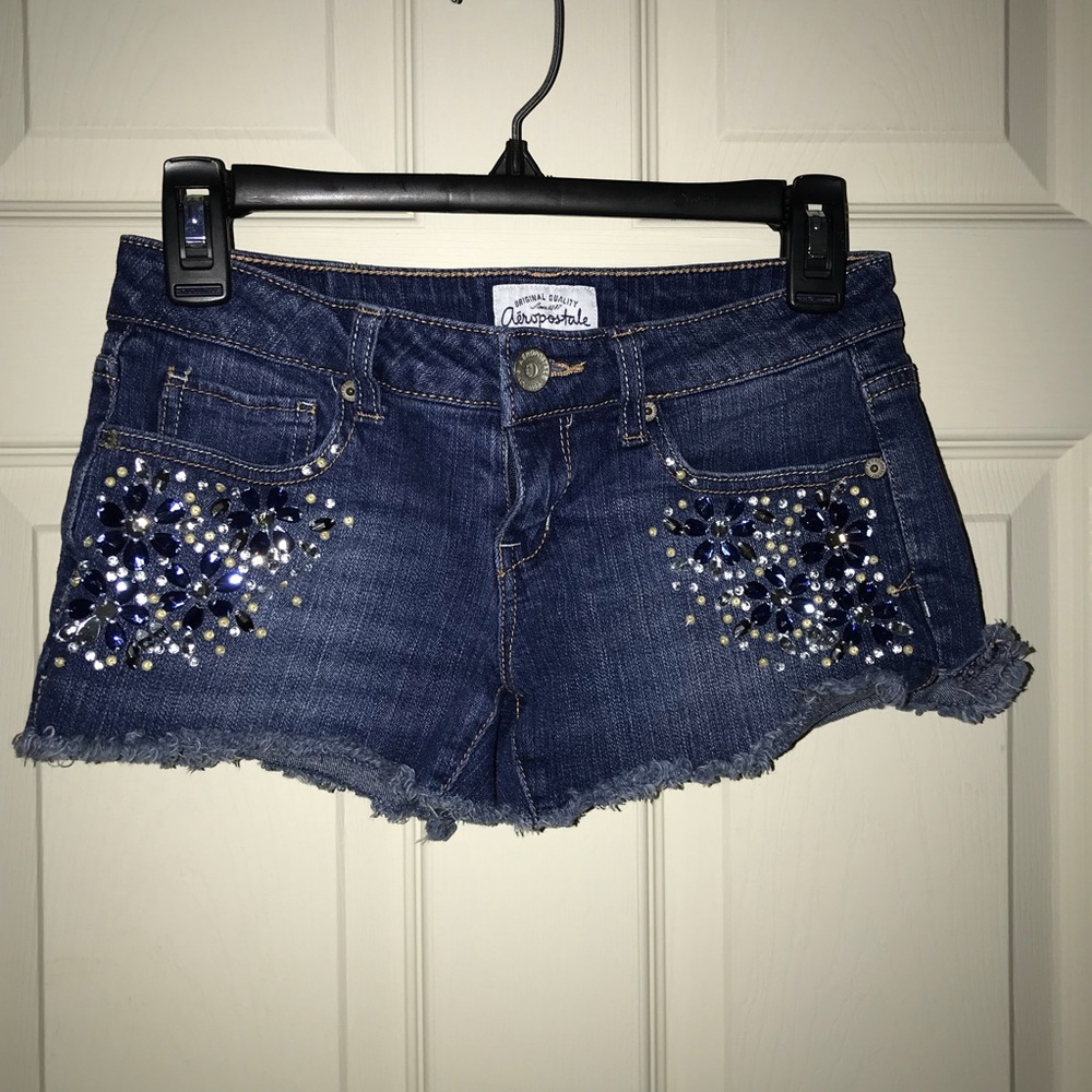 Aeropostale bejeweled denim short shorts